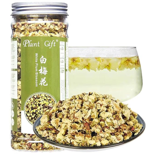 Plant Gift White Plum Blossom Tea Dried Flower Tea, Plum Green Tea Loose Health Tea Herbal Green Plum Bossom Tea 35g