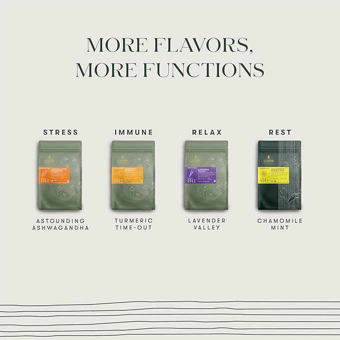 Luxmi Estates Lemon Balm Honey Ginger Loose Leaf Tea, 50 Tea Bags, Organic Herbal Tea, Caffeine Free Tea Bags for Relaxing, Calming, and Stress Relief, With Certified Organic Lemon Balm Tea