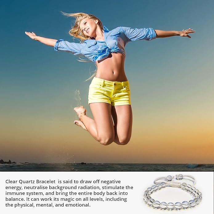 Energy Protection Crystal Handmade Adjustable Bead Bracelet Perfect for Men, Women’s Gift - Gemstone Healing Stretch Bracelet Pulsera Para Hombre Mujer Stocking Stuffer