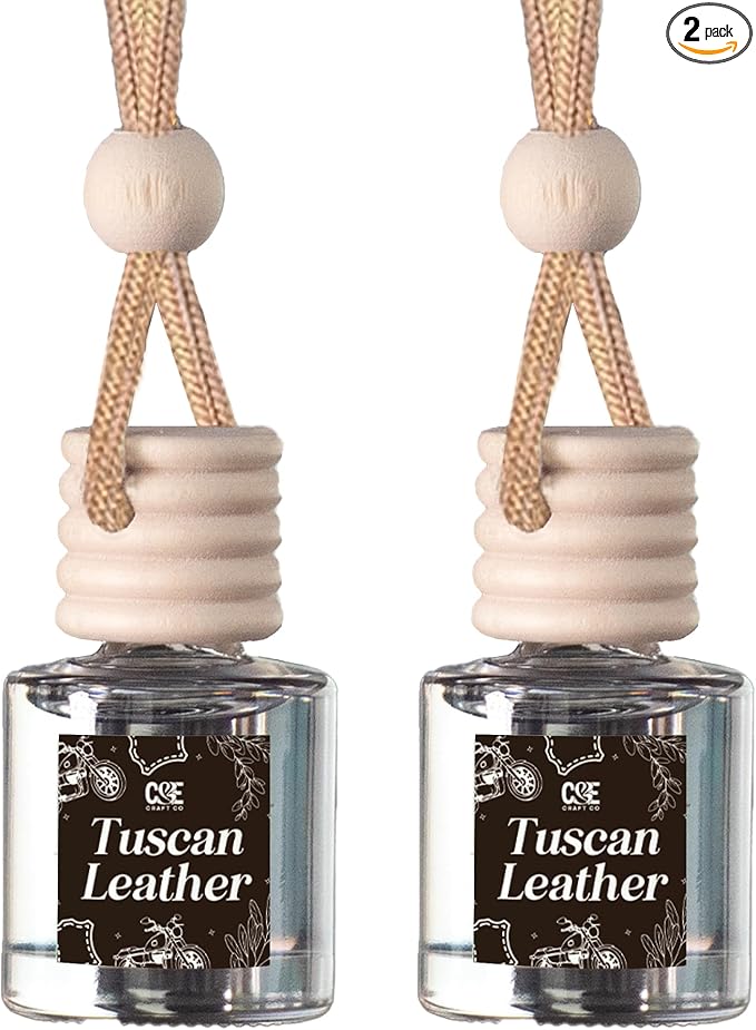 CANDECraftCo Car Air Hanging Fragrance Oil, Car Auto Freshener for Essential Oils, Scents Fragrance Aromatherapy Automobile Diffuser, Long Lasting (Tuscan Leather)