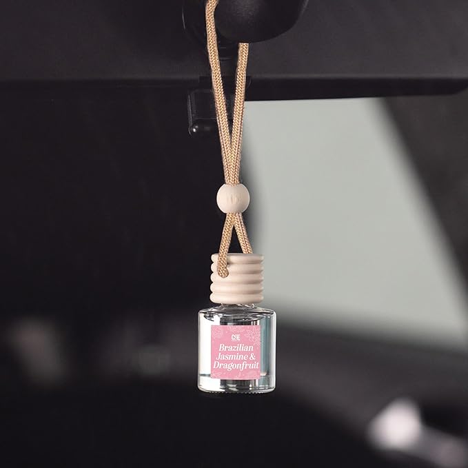CANDECraftCo Car Air Hanging Fragrance Oil, Car Auto Freshener for Essential Oils, Scents Fragrance Aromatherapy Automobile Diffuser, Long Lasting (Braziian Jasmine & Dragonfruit)