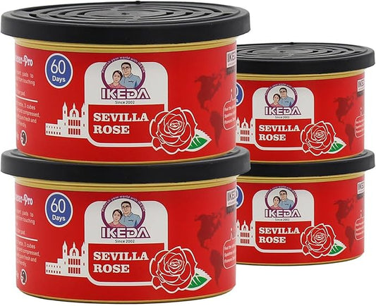 IKEDA Car Air Freshener & Car Odor Eliminator for Auto or Home,Office, 60 Days Long Lasting Scent Cans Freshener, 1.5 Oz Each, 4 Cans, Rose Scent