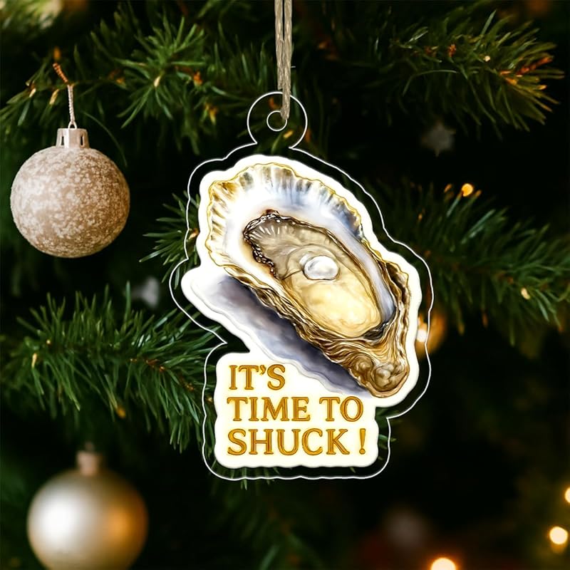 Funny Oyster Ornament, Gag Christmas Ornament, Seafood Lover Gift, Unique Holiday Decoration, Fun Keepsake for Foodies Acrylic Ornament – Personalized Christmas Tree Decoration,