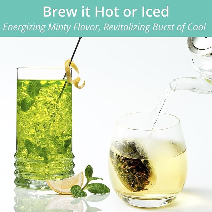 60 Spearmint Tea Bags - VitalForest Premium Dried Spearmint Leaves - Spear Mint Tea - Refreshing & Minty, Caffeine Free, Corn Fiber Tea Bags, Canister Pack for Freshness