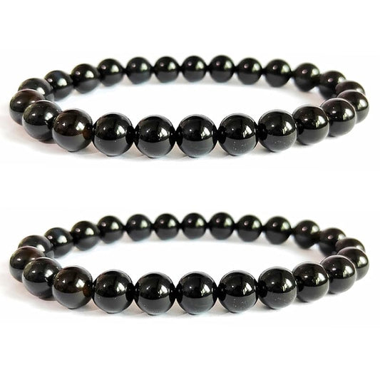 Black Tourmaline Bracelets Sets For Men Protection Bracelets For Women Chakra Feng Shui Stretchy Obsidian Agates 8mm Beaded Bracelets Lucky Handmade Bracelets(Tourmaline 2pcs)
