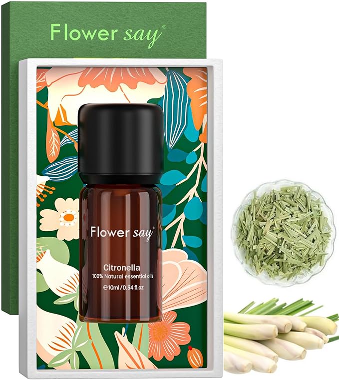 Citronella Essential Oil – 100% Pure & Natural, Steam-Distilled, Fresh Herbal Scent for Diffuser, Aromatherapy, DIY, Skin & Hair, 0.34 Fl Oz