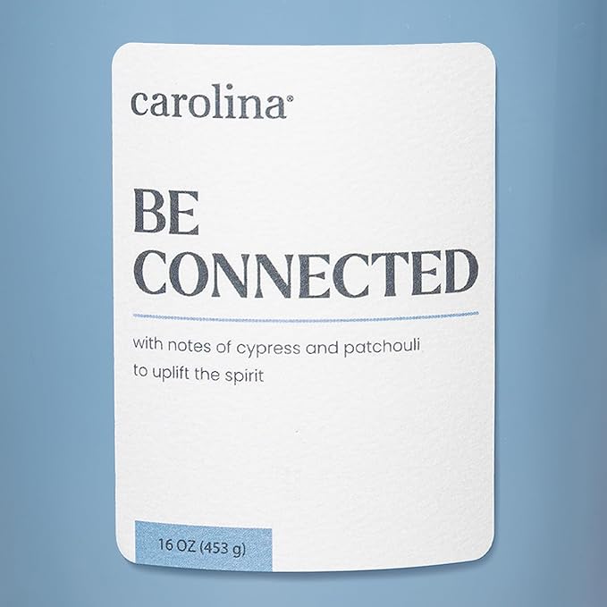 Carolina Be Connected Scented Candle, 16 oz Cypress & Patchouli Scented, 2 Wick Wellness Relaxing Candle, 60H Burn Time, Ideal for Creating a Welcoming Home - Made in The USA