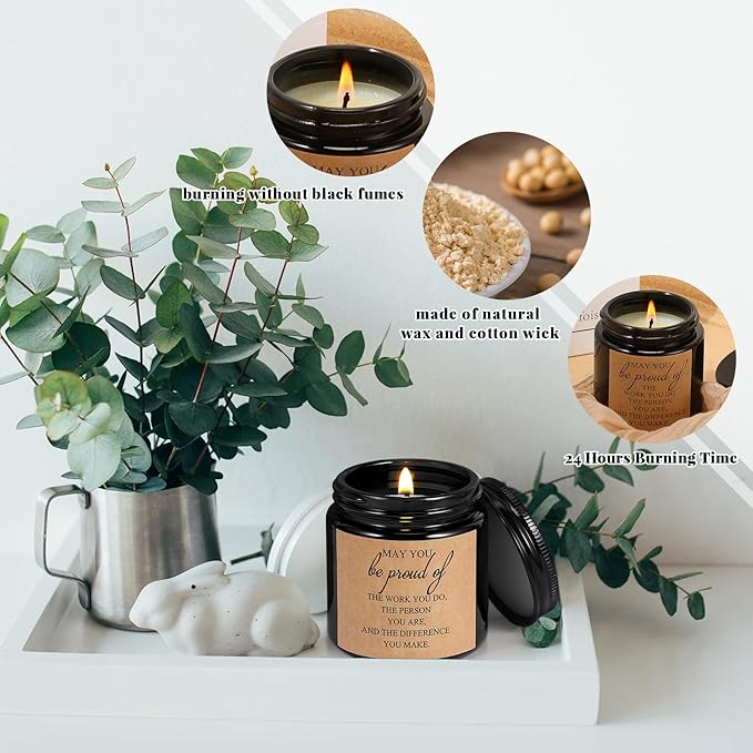 Fumete 10 Pcs Jars Scented Soy Candles 3.5 oz May You Be Proud of The Difference Candles Team Thank You Gifts for Employee Appreciation Gifts Coworker Vet Tech Nurse Teachers(Black,Proud)