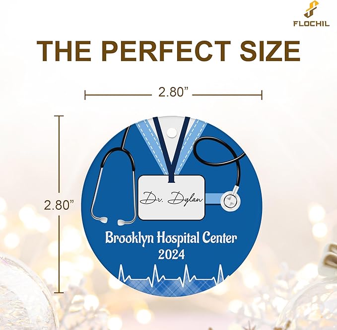 FLOCHIL Personalized Doctor Christmas Ornaments, Custom Ornaments Doctor with Name, Best Doctor Ornament, Gifts for Women, Christmas