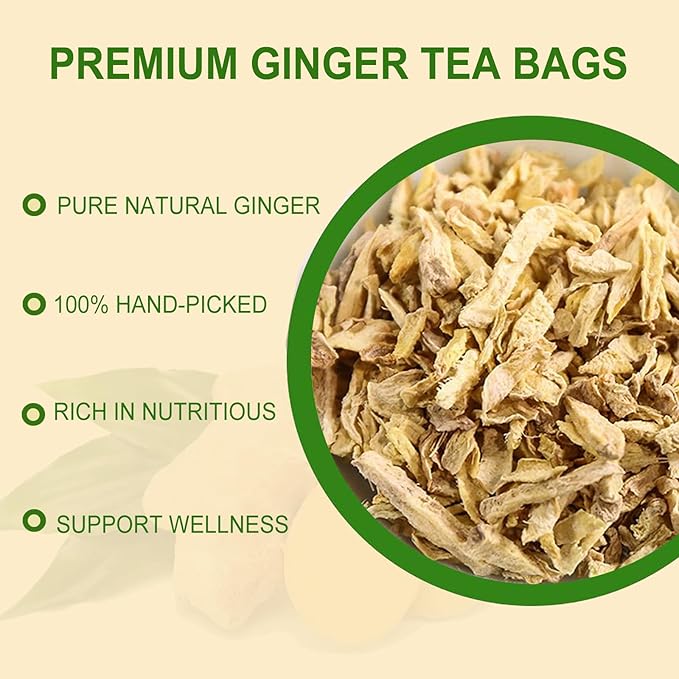 Jarteela - Ginger Tea Bags, 2g x 80 Count - Natural Ginger Root Tea Bags - Non-GMO - Caffeine-free - Soothing & Spicy - Aids Digestion