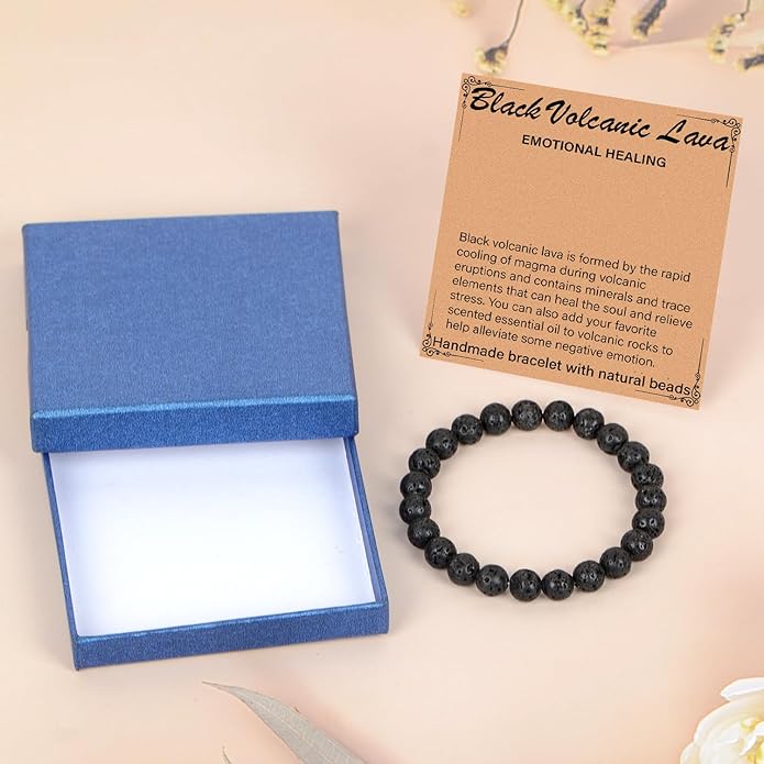 LPBeads Handmade Natural Gemstone Stretch Elastic Bracelet Healing Crystal Round Stone Beads Jewelry Gifts for Women Men