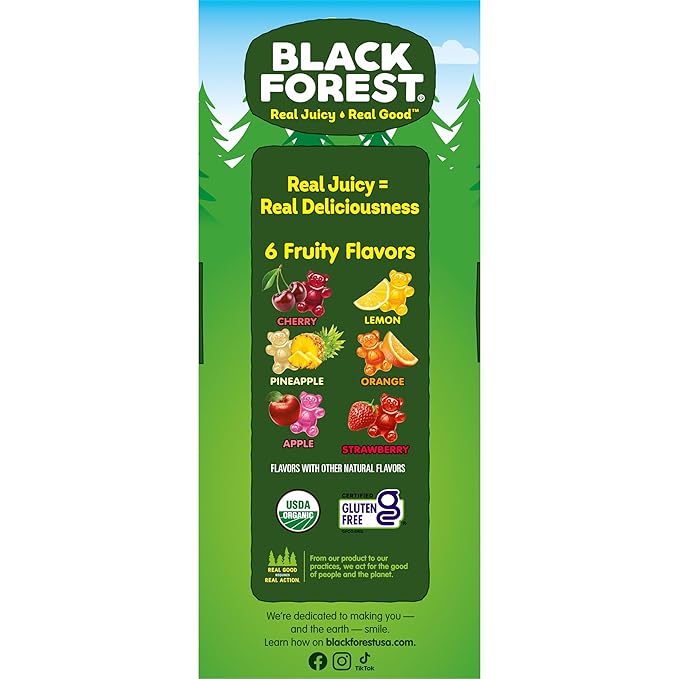 Black Forest Organic Gummy Bears Candy, 0.8 Ounce Pouches (65 Count) (Pack of 2)