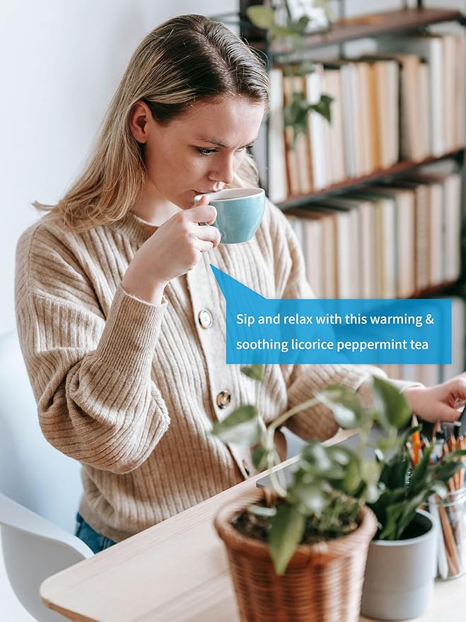 TeeLux Licorice Peppermint Tea, Natural Soothing Peppermint with Sweet Licorice Root, Caffeine Free, 100 Count