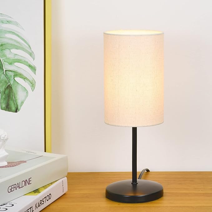 Lampwell Alee Small Table Lamp for Living Room,Set of 2,Modern Kids Night Table Lamp,Φ4.33×H12.21IN,Bulb Excluded,Black