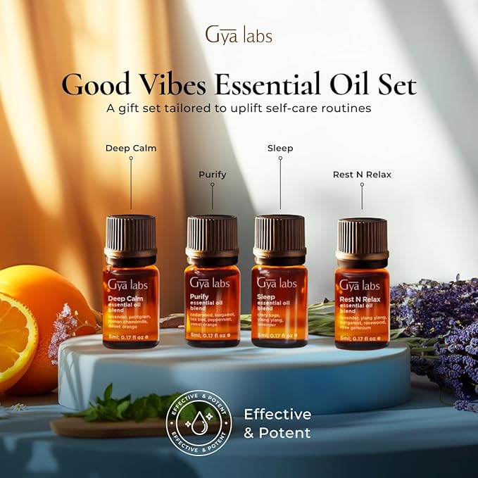 Gya Labs Good Vibes Essential Oil for Aromatherapy – 0.17 Fl Oz – Premium Grade Essential Oils for Diffuser, Aromatherapy, Hair Care, Skin Care, Body, Massage & DIY Candle Making Scents
