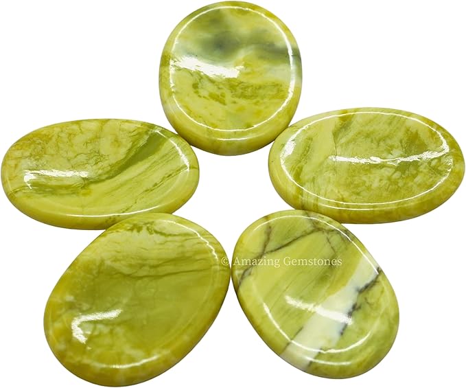 Amazing Gemstone Serpentine Worry Stone Crystals, Healing Stones