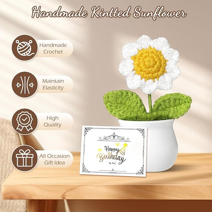 Birthday Gifts for Women, Teen Girls, Her, Unique Happy Birthday Gift Baskets for Best Friend Sister Daughter, Women Gifts Box for Girl Wife Girlfriends, 14pcs Cute Daisy Glass Cups Gift Set(Yellow)