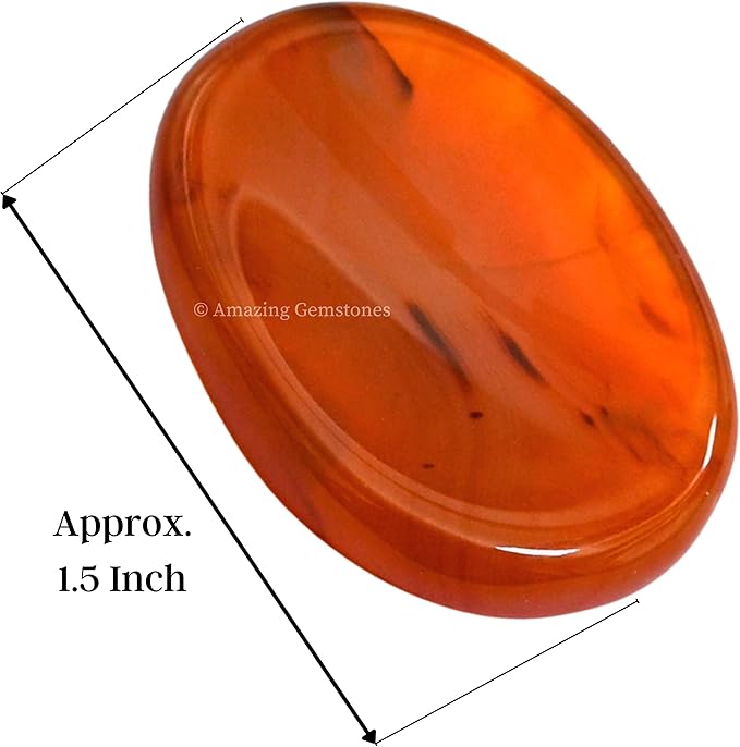 Amazing Gemstone Carnelian Worry Stone Crystals and Healing Stones - Stress Relief Gifts - Piedra Crystal Fidget for Meditation, Relaxation - Unique Stocking Stuffers and Birthday Gifts
