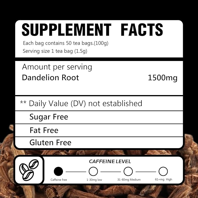 Dandelion Root Tea, Natural Dandelion Herbal Tea for Kidney & Liver Detox, Support Boost Immune System, Caffeine Free, No Additives (2)