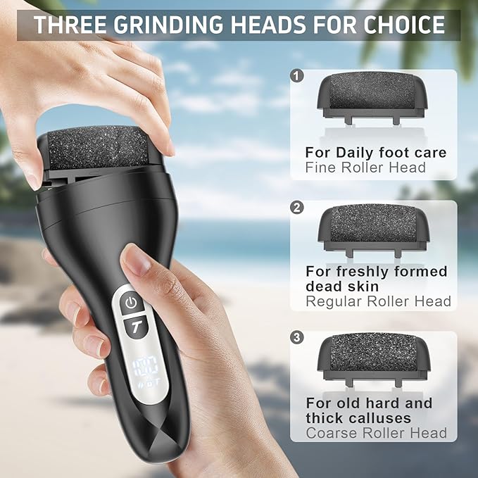 Electric Callus Remover for Feet,Rechargeable Electronic Foot File Pedicure Tools,Professional Waterproof Foot Scrubber File,Portable Pedi Feet Care for Cracked Heels &Dead Skin with LCD Display