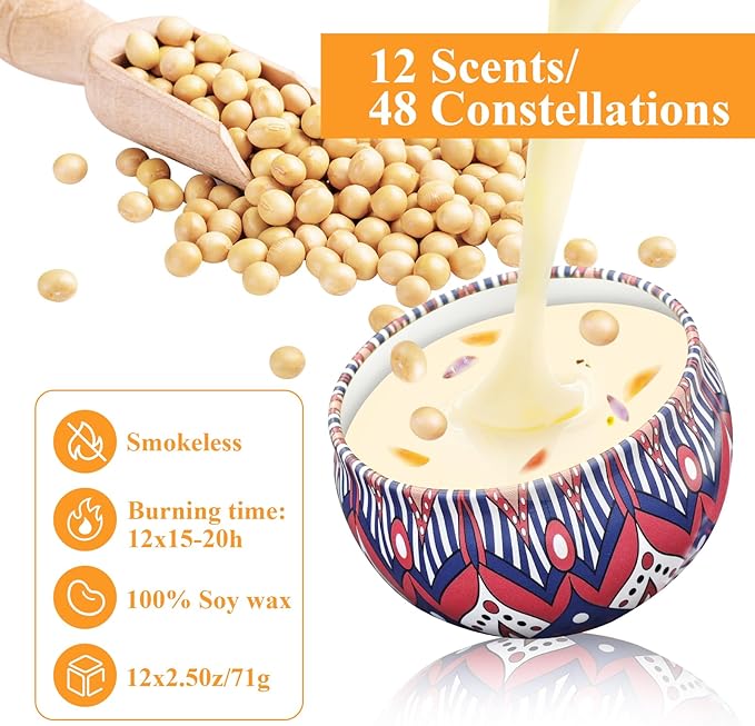 48 Pack Scented Candles Gift Set Long Lasting Soy Wax Aromatherapy Candles for Home Wedding Baby Shower Bridal Party Favors Christmas Birthday Gifts for Women