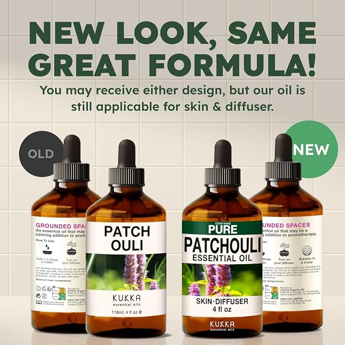 KUKKA Patchouli Essential Oils - 4 Fl Oz - for Hair, Skin, Diffuser, Aromatherapy & DIY Soap Making Scent