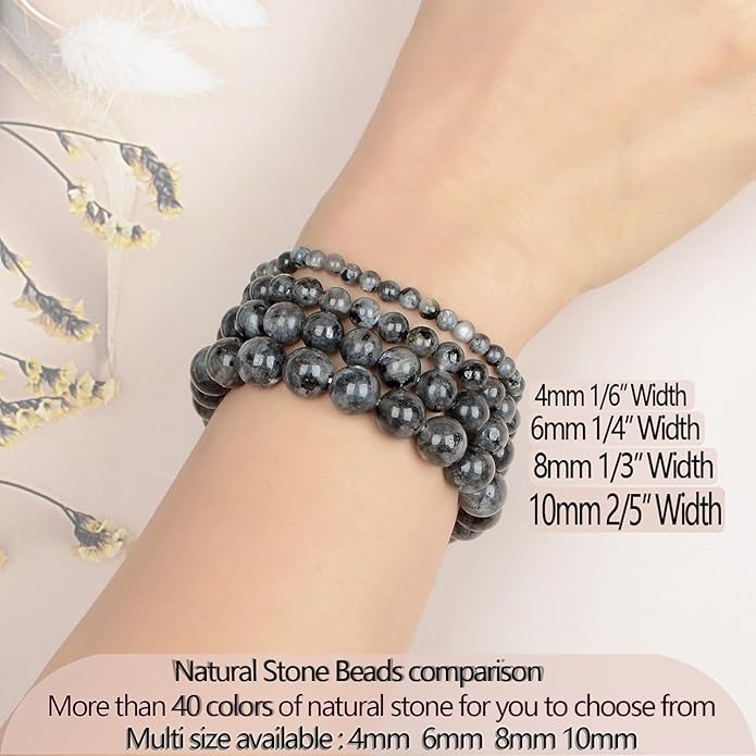 LPBeads Handmade Natural Gemstone Stretch Elastic Bracelet Healing Crystal Round Stone Beads Jewelry Gifts for Women Men