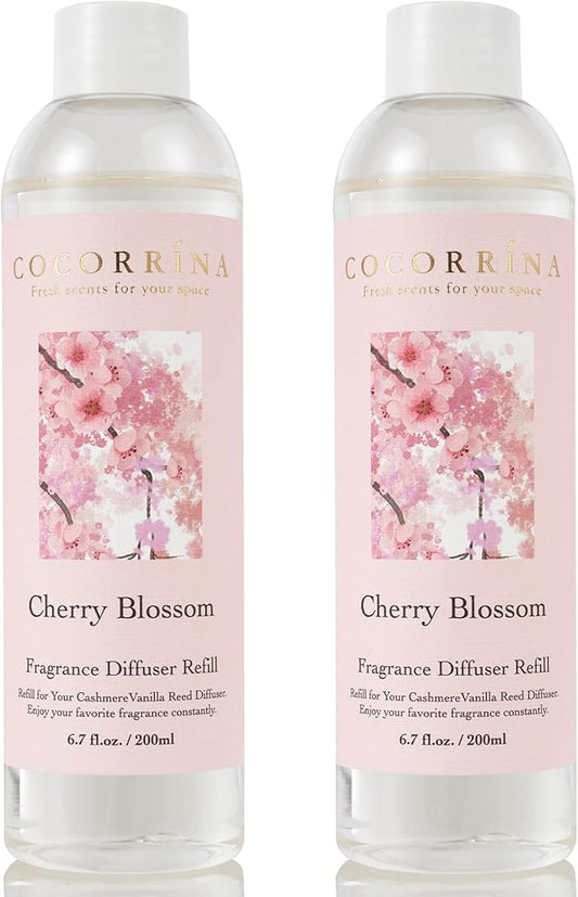 COCORRÍNA Reed Diffuser Refill - Cherry Blossom 6.7 oz / 2 Packs Reed Diffuser Oil Refill
