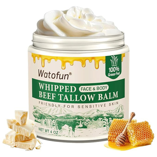 Beef Tallow for Skin with Raw Honey - Multi-Purpose Moisturizer & Repair Cream for Dry, Sensitive Skin - All-Natural, Non-Greasy, Unscented Formula with Beeswax & Olive Oil for Face & Body 4oz