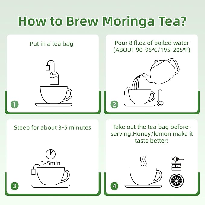 Veyorra Moringa Tea,Loose Leaf Moringa Herbal Tea. No Sugar, No Caffeine, No Gluten, Vegan(30 Bags)