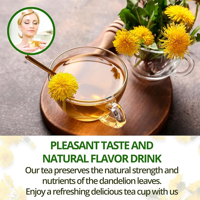 VIDA FARM 100 Dandelion Tea Bags - 100% Natural Dandelion Leaf & Root, Sugar Free, Caffeine Free, Non-GMO - Premium Dandelion Root Herbal Tea, Smooth Taste