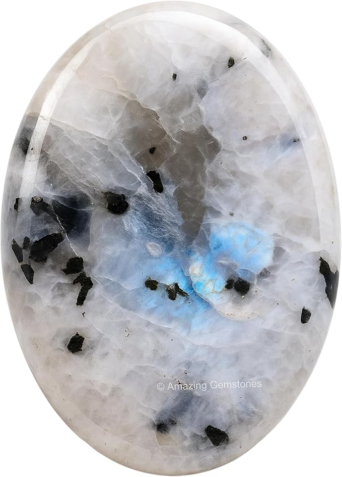 Amazing Gemstone Rainbow Moonstone Worry Stone Crystals, Healing Stones