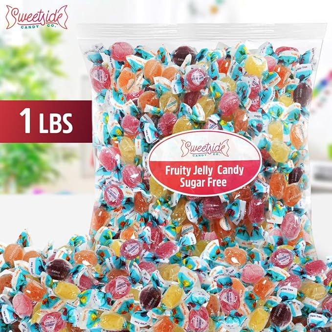 SweetSide Sugar Free Fruit Jelly Candy, 1lb Pack of Sugar Free Candy Bulk, These Candies Individually Wrapped for Convenience and Freshness, Perfect for Sharing or Portion Control