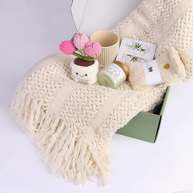 Gift Baskets for Women, Get Well Soon Gift, Birthday Gifts, Self Care Package, After Surgery Thinking of You Inspirational Basket, Sympathy Gifts for Her Mom Wife Sister Friend Girlfriend Coworker