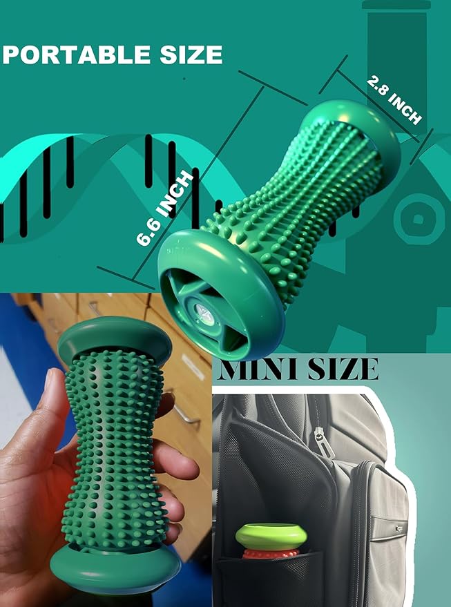 Manual Foot Massager Roller for Plantar Fasciitis Relief, Portable Deep Tissue Muscle Massage Roller for Foot Arch and Heel Pain, Effective Reflexology Tool Relax The Nerves (Dark Green)