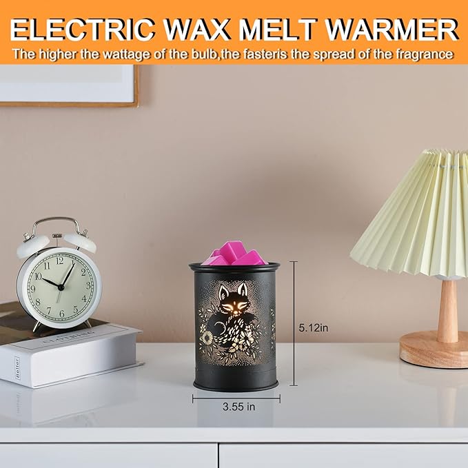 kobodon Metal Wax Warmer Candle Wax Burner, Electirc Wax Melt Warmer Candle Melter and Wax Warmer for Home Office Decor(Fox)