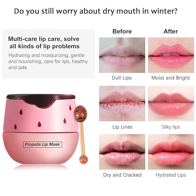 Charm Kiss,4PCS Bee Balm Lip Balm Honey Pot & Strawberry Sleeping Lip Mask,Hydrating & Prevention Dry,Winter Lip Care Products,2PCS Honey POT & 2 PCS Strawberry Pot,30 items,4.0 Count