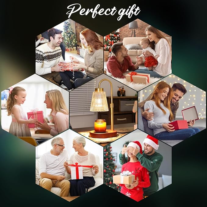 Antique Brass Candle Warmer Lamp WithTimer and Dimmer,Fragrance Electric Wax Melt Warmer with 2 Bulbs,Scented Jar Lamp,Mother's Day/Birthday/Christmas Gifts for Mom/Wife,Home Decor,Adjustable Height