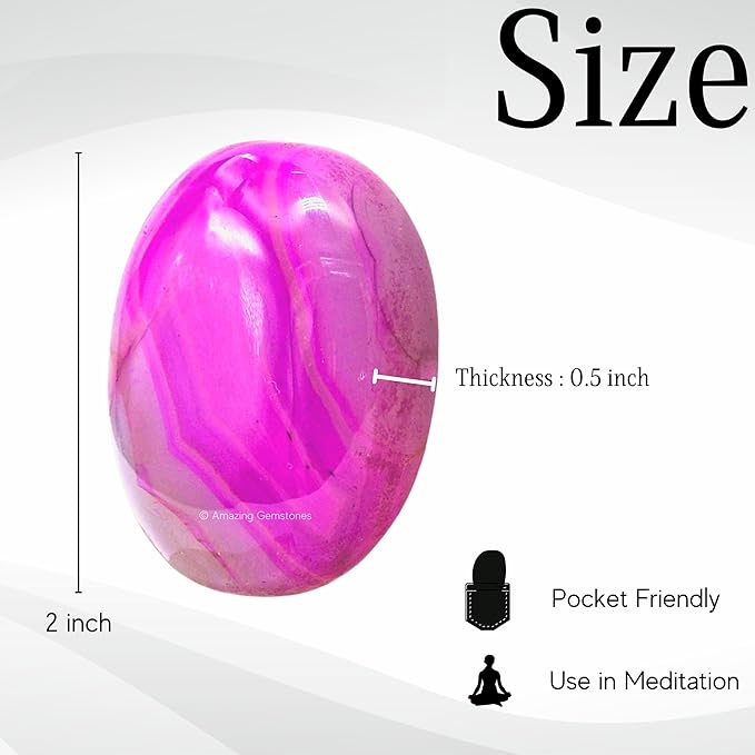 Amazing Gemstone Pink Onyx Crystals and Healing Stones - Large Palm Stone Crystals Piedra - Crystal for Good Luck, Balanced Positive Energy, Meditation - Unique Stocking Stuffers, Gifts for Women, Men