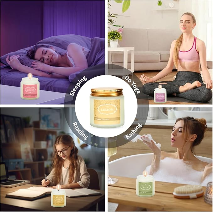 6 Pack Candles for Home Scented,Jar Candles,Lavender Candle,Aromatherapy Candle Gifts Set for Women,Long Lasting Scented Candles Gift for Birthday Mother's Thanksgiving Day Present