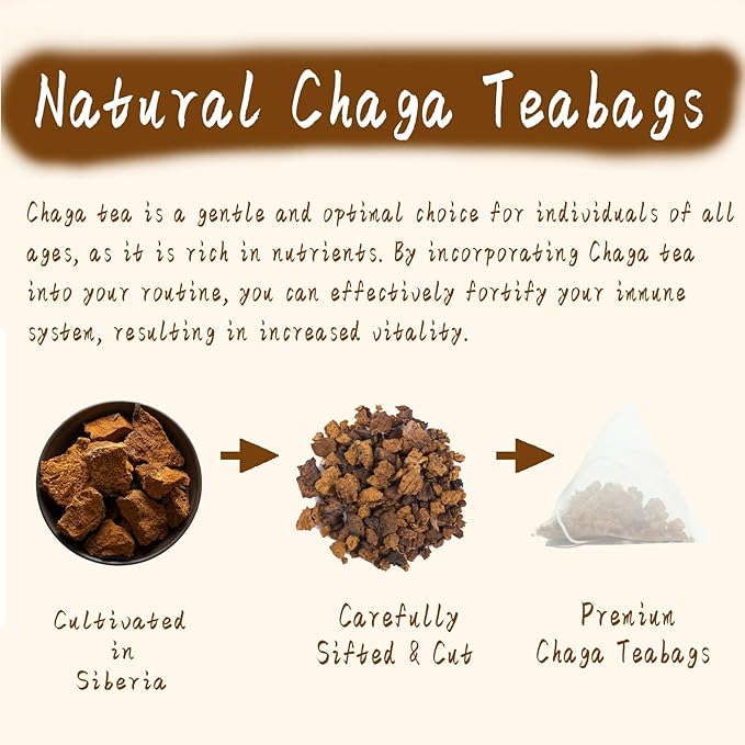 Jarteela - Chaga Tea, 50 Teabags, 2.5g/bag - Chaga Mushroom Tea Bag - Premium Herbal Tea Bags - Non-GMO - Caffein-free Tea- Improve Liver and Skin Health (Pack of 2)