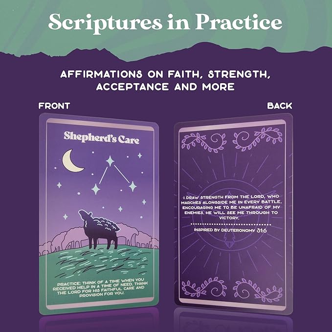 PURPLE CANYON Faith-Based Affirmation Cards – Daily Scripture & Prayer Cards with Bible Verses | Christian Gifts for Women’s Encouragement & Inspiration | 52-Card Deck