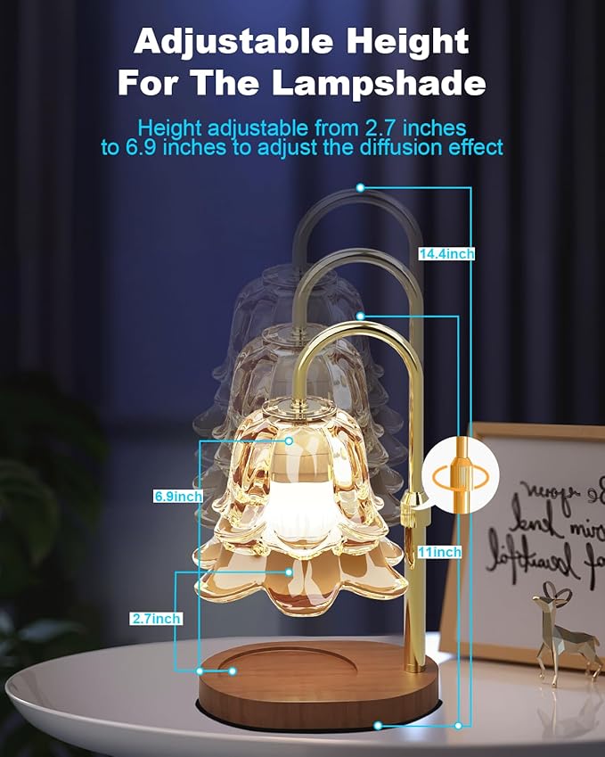 Candle Warmer Lamp with Timer, Upgraded Dimmable Wax Melts Warmer for Jar Candles, Height Adjustable Candle Lamp, Birthday Gifts for Women Mom, House Warming Gifts New Home Decor