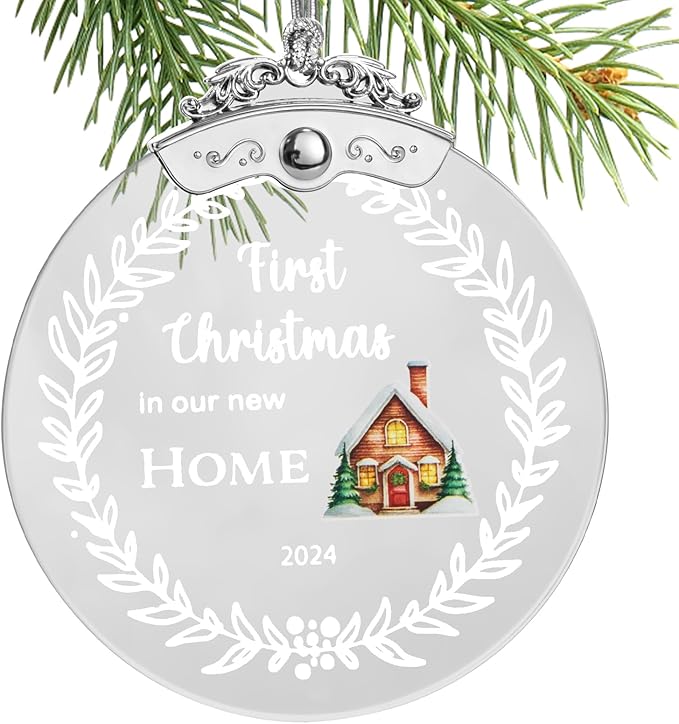 Christmas Tree Ornaments 3 Inch Clear Glass Blanks Round Print Ornament Christmas Hanging Decorative with Silver Ribbon (Home (2024))
