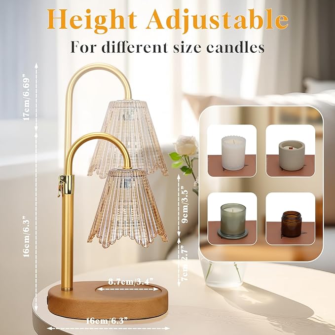 Candle Warmer Lamp with Timer Dimmer, Candle Lamp Warmer Height Adjustable, Birthday Gifts for Women Mom, Housewarming Gifts New Home Decor