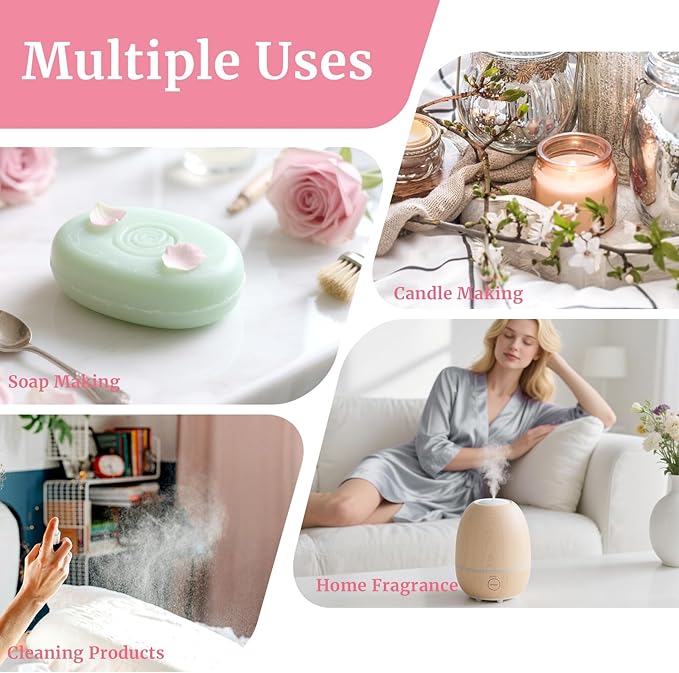 Floral Fragrance Oils, Aromtopia Flowers Essential Oils for Diffusers for Home, 6x10ml, Fragrance Oil for Candle Soap Making, Lavender, Rose, Gardenia, Cherry Blossom, Jasmine, Neroli