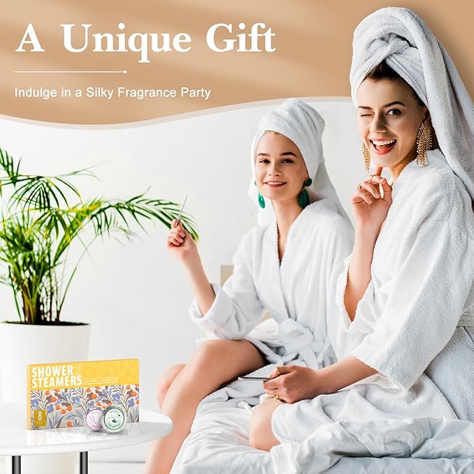 Shower Steamers Aromatherapy - Christmas Gifts for Women, 8 Pack Pure Essential Oil Shower Bombs for Home Spa Self Care, Eucalyptus Stress Relief and Relaxation Gifts for Her Stocking Stuffers Yellow