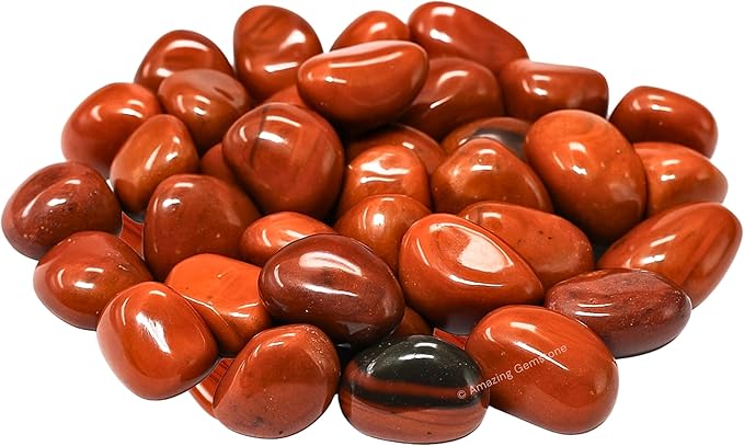 Amazing Gemstone Red Jasper Crystals and Healing Stones Tumbled - 1 oz Red Jasper Stone Gem Stones, Natural Healing Stones for Energy Balance, Stress Relief - Premium Polished Gems Rocks