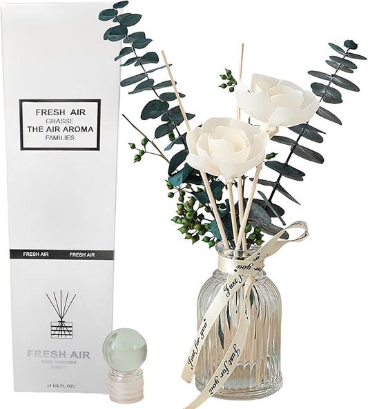 Dried Flowers Reed Diffuser of Home Fragrance,Bathroom Diffuser with Sticks, 3.38OZ Essential Oil Jasmine,Lavender Scented,for Home, Office Aroma