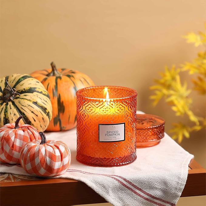 Fall Candle, Harvest Pumpkin Spice Candle, 19oz Large Fall Scented Candles Gifts for Women, Thanksgiving Candles, Thanksgiving Table Centerpiece, Farmhouse Harvest Decorations for Autumn Home Decor